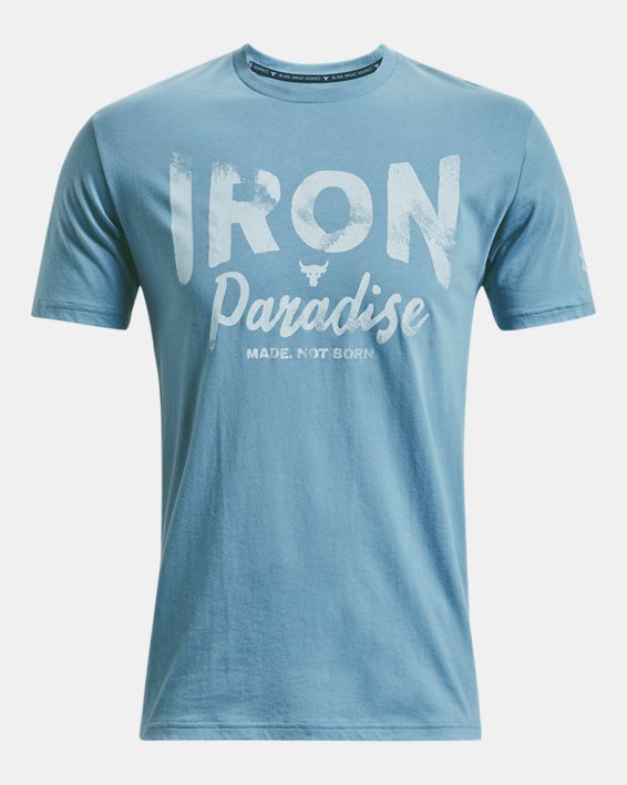 Men's Project Rock Iron Paradise Short Sleeve, Blue, pdpMainDesktop image number 4